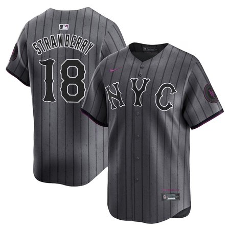 Men's New York Mets #18 Darryl Strawberry Graphite 2024 City Connect Limited Player Jersey